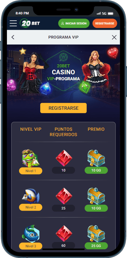 Πρόγραμμα VIP 20Bet Casino